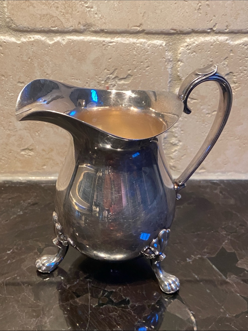 VTG Crescent Silver-Plated Footed Creamer Pitcher - Elegant Silver Finish H-4”